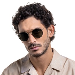 Shop Ray-Ban Round Double Bridge Sunglasses in Gold online.