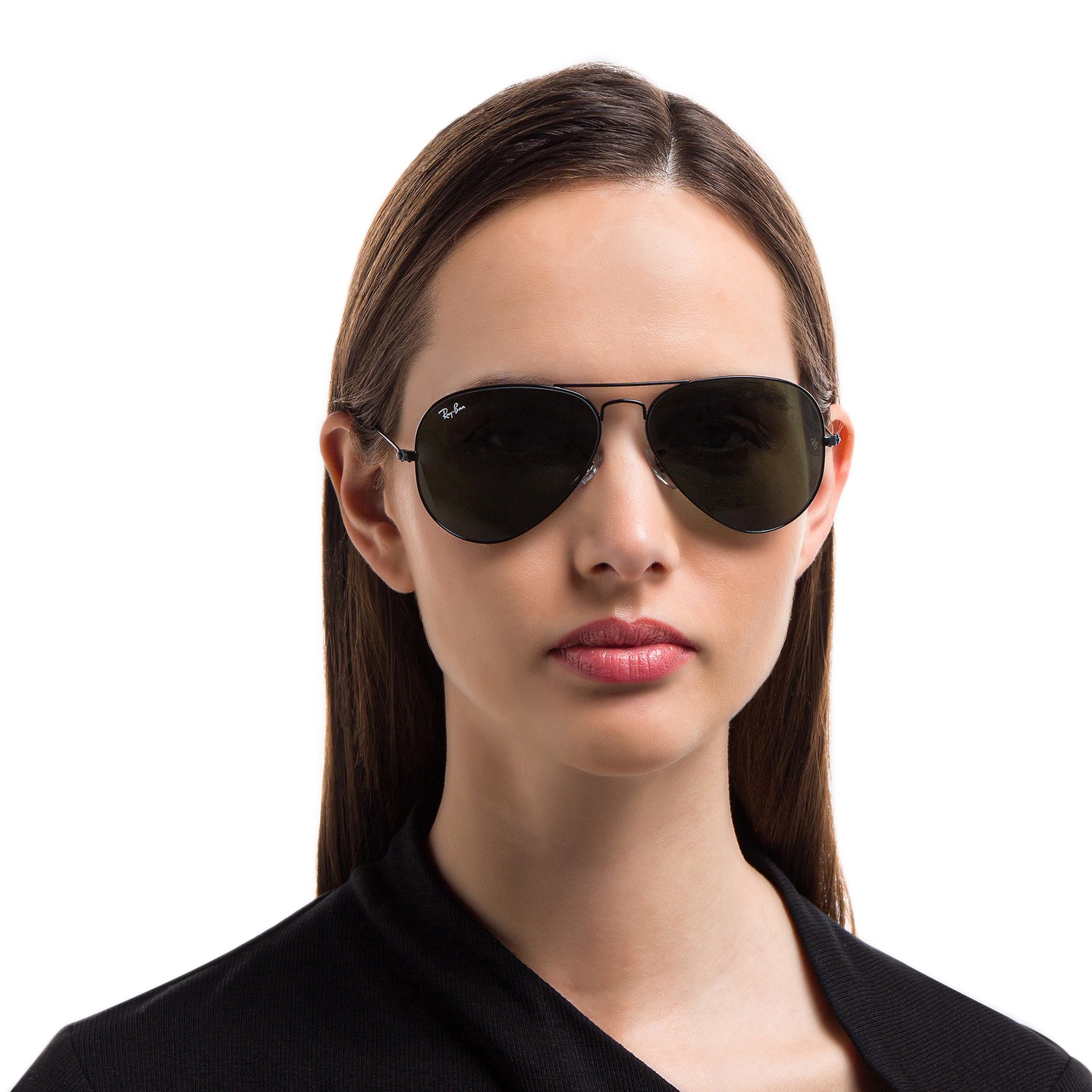 Shop Ray-Ban Round Double Bridge Sunglasses in Black online.