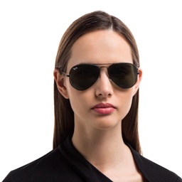 Shop Ray-Ban Round Double Bridge Sunglasses in Black online.