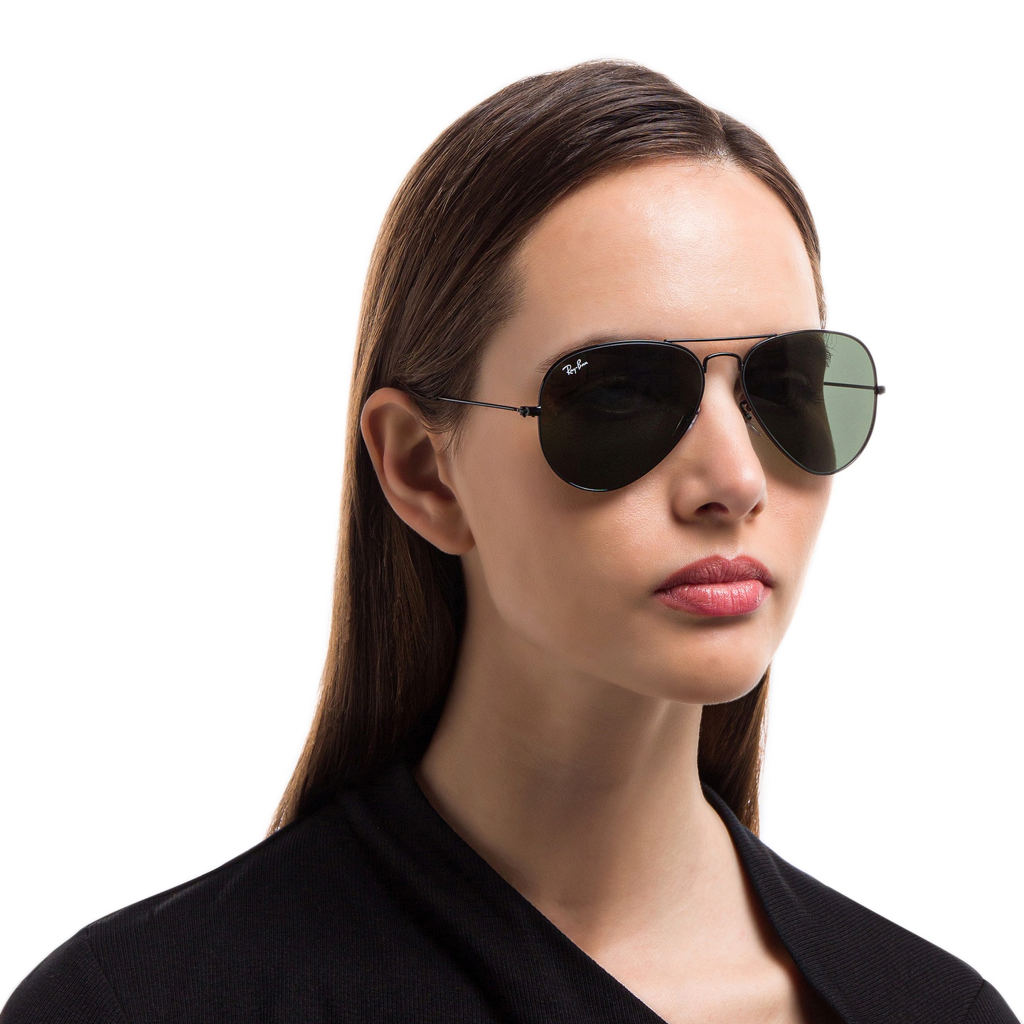 Shop Ray-Ban Round Double Bridge Sunglasses in Black online.