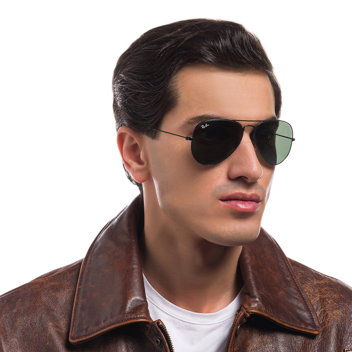 Shop Ray-Ban Round Double Bridge Sunglasses in Black online.