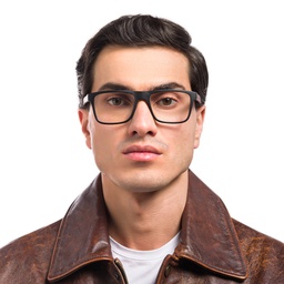 Shop Emporio Armani Rectangle Eyeglasses in Matte Black online.
