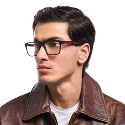 Shop Emporio Armani Rectangle Eyeglasses in Matte Black online.