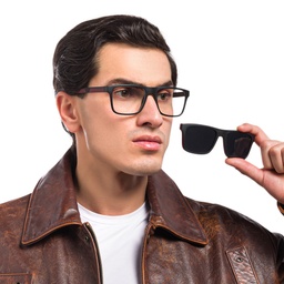 Shop Emporio Armani Rectangle Eyeglasses in Matte Black online.