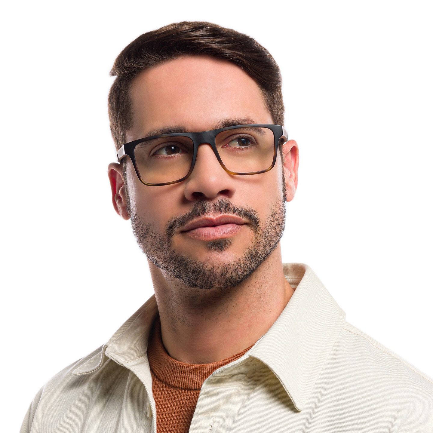 Shop Emporio Armani Rectangle Eyeglasses in Matte Havana online.