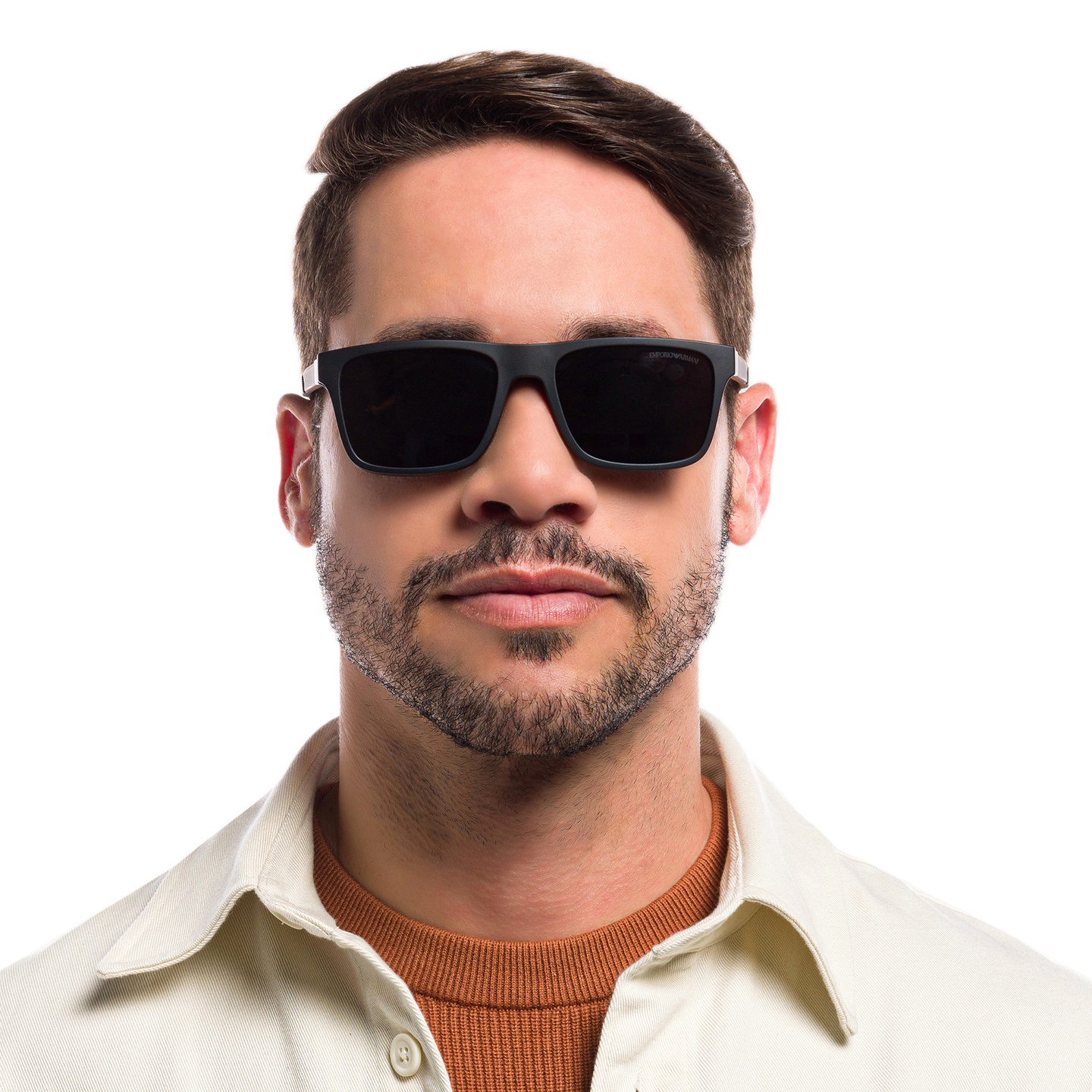 Shop Emporio Armani Rectangle Eyeglasses in Matte Havana online.