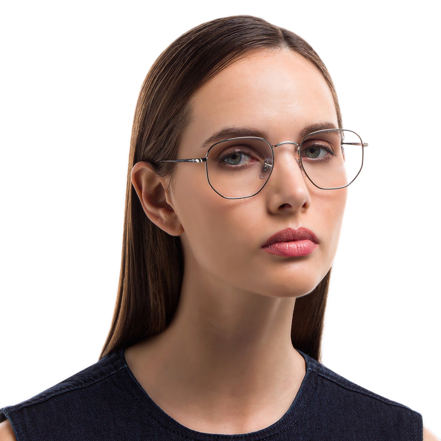 Shop Ray-Ban Unisex Hexagonal Irregular Eyeglasses in Silver online.