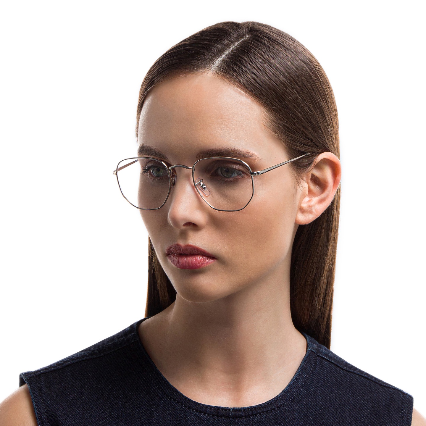 Shop Ray-Ban Unisex Hexagonal Irregular Eyeglasses in Silver online.