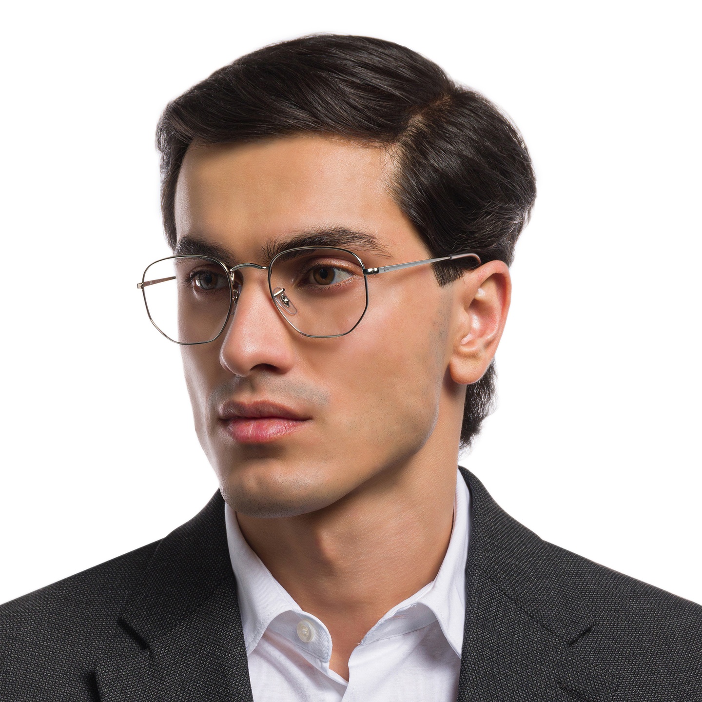 Shop Ray-Ban Unisex Hexagonal Irregular Eyeglasses in Silver online.