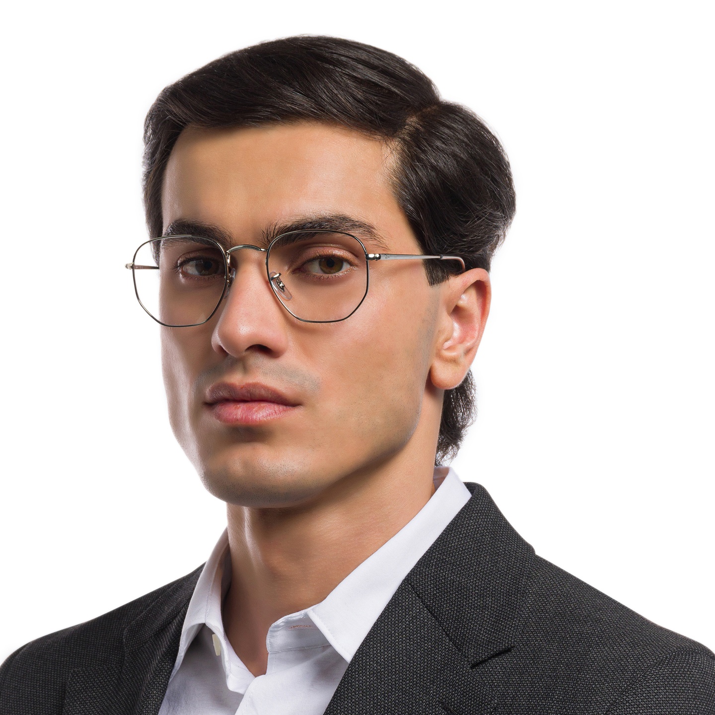 Shop Ray-Ban Unisex Hexagonal Irregular Eyeglasses in Silver online.