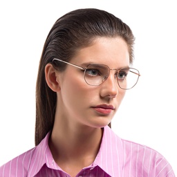 Shop Ray-Ban Unisex Hexagonal Irregular Eyeglasses in Rose Gold online.