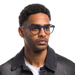 Shop Emporio Armani Panthos Eyeglasses in Matte Blue online.