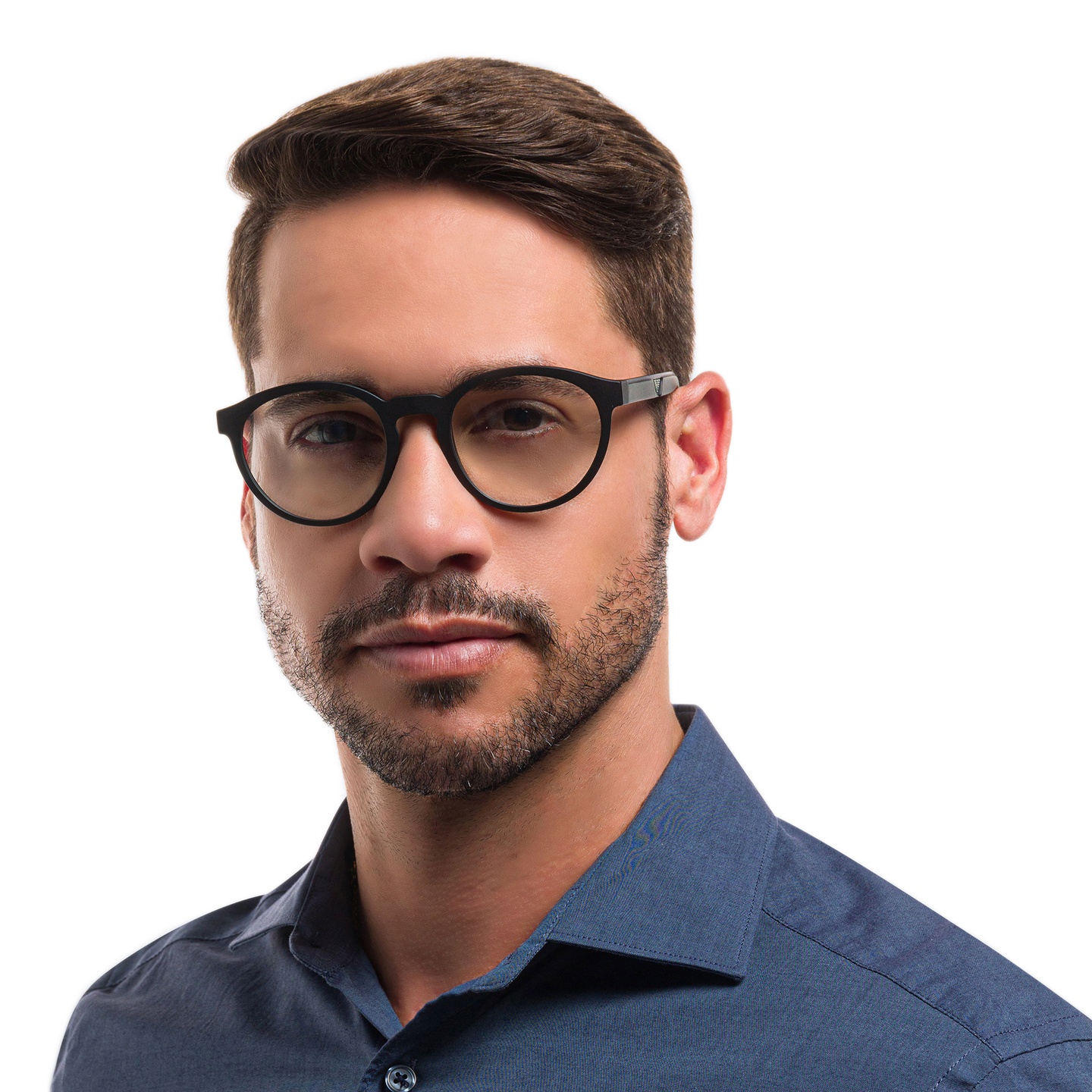 Shop Emporio Armani Panthos Eyeglasses in Matte Black online.