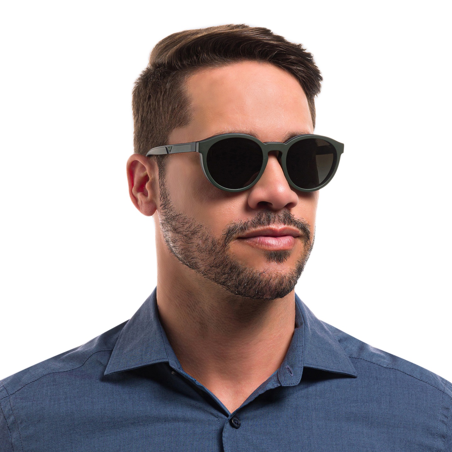 Shop Emporio Armani Panthos Eyeglasses in Matte Black online.