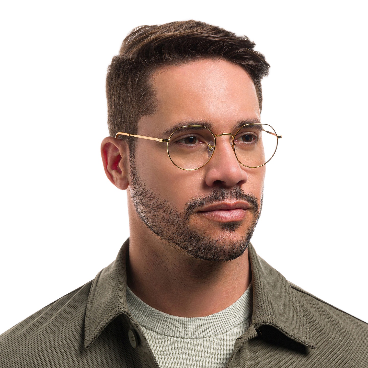 Shop Ray-Ban JACK Irregular Eyeglasses in Gold online.