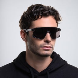 Shop Oakley Unisex Half-Rim Mask Sunglasses in Matte Black online.