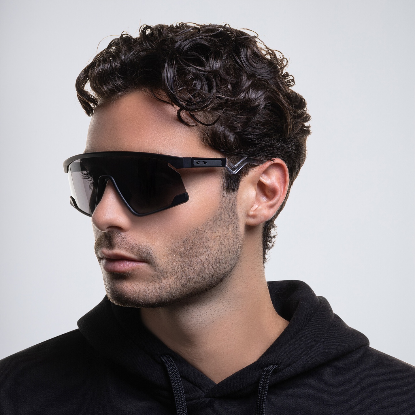 Shop Oakley Unisex Half-Rim Mask Sunglasses in Matte Black online.