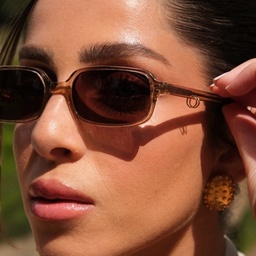 Shop TRICE Kaia Square Sunglasses in Beige online.