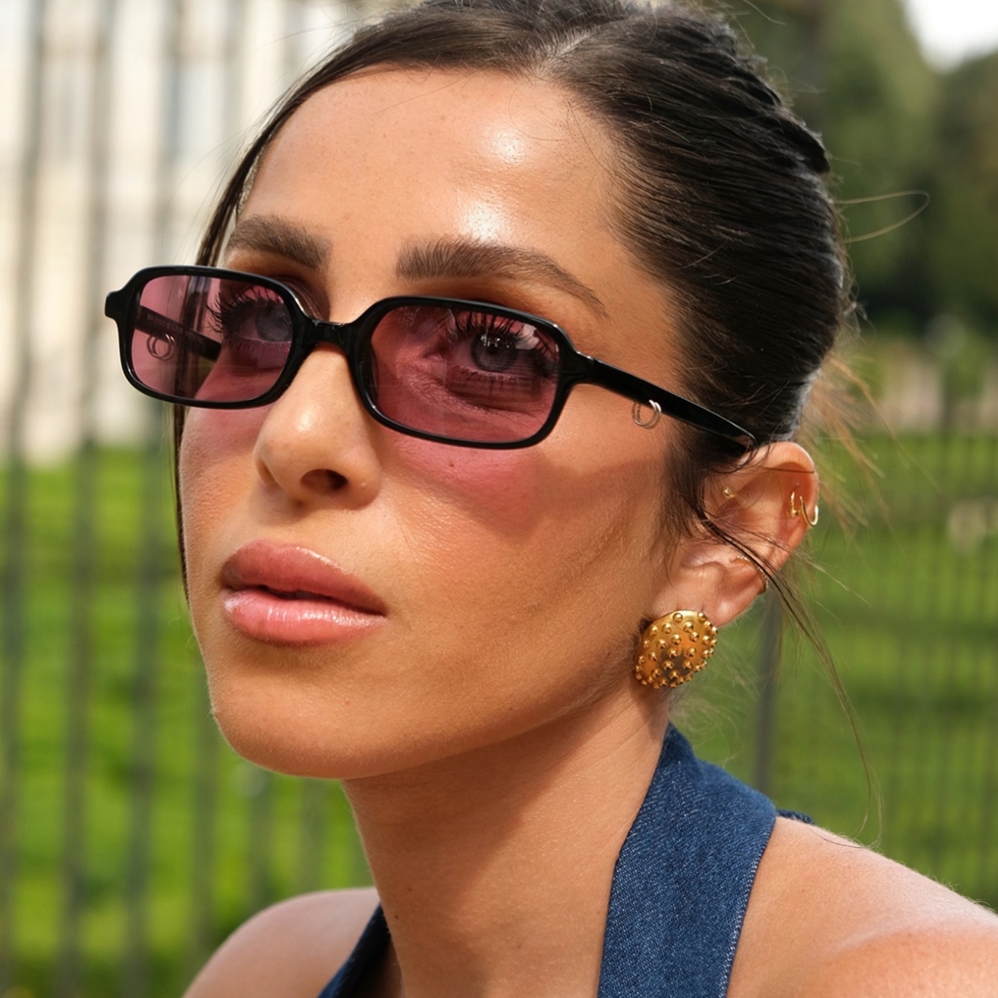 Shop TRICE Kaia Square Sunglasses in Black online.