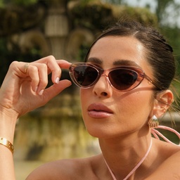 Shop TRICE Delilah Cat-Eye Sunglasses in Transparent Nude online.