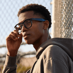 Shop Oakley Meta HSTN Limited Edition Unisex Round Eyeglasses with Blue-Violet Light Lenses in Black online.